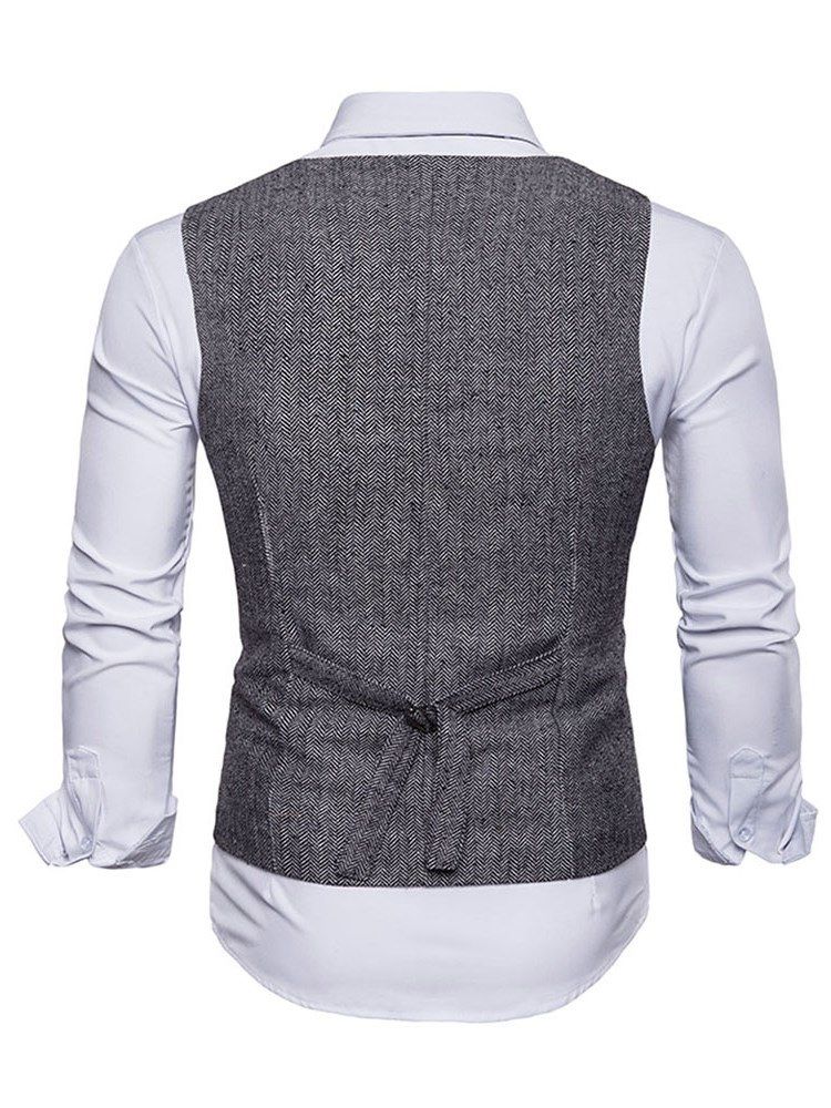 Plain Pocket Single Breasted Mäns Casual Klänning Vest
