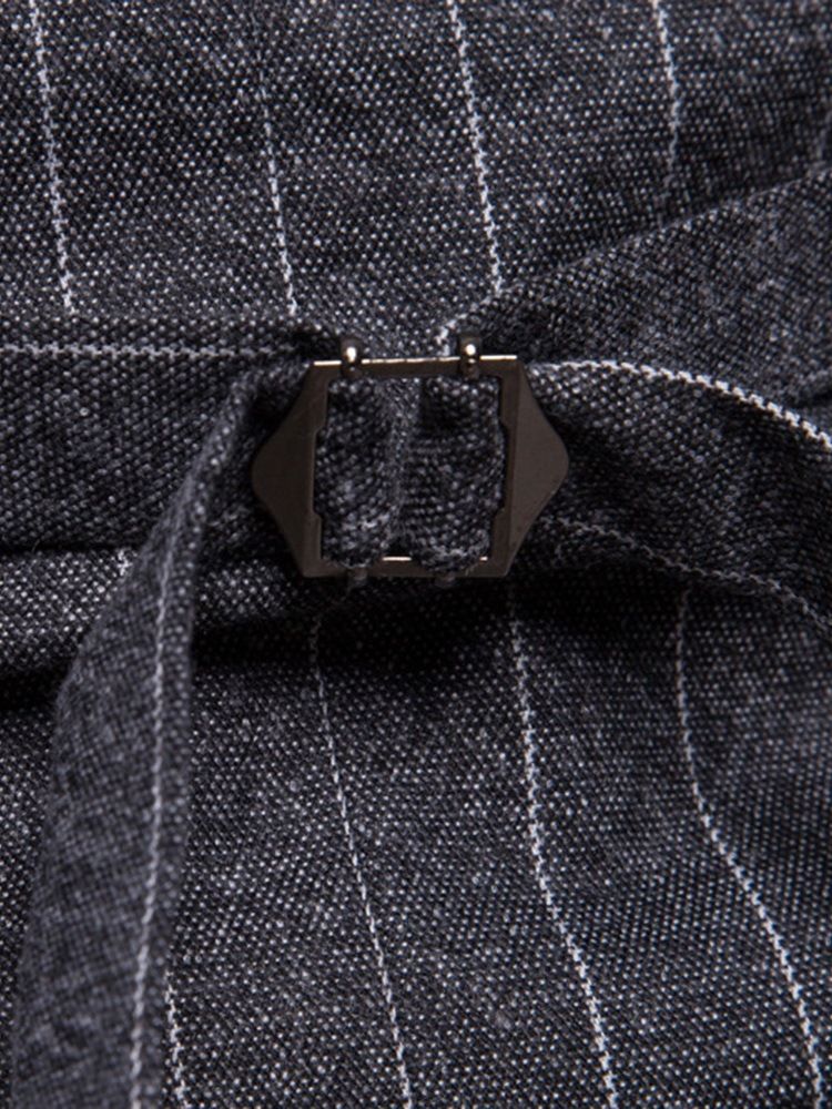 Randig Dubbel Breated Lapel Mäns Casual Klänning Vest