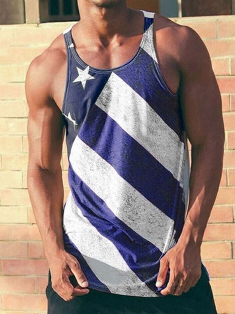 Stripe Slim Rund Neck Herr Casual Vest