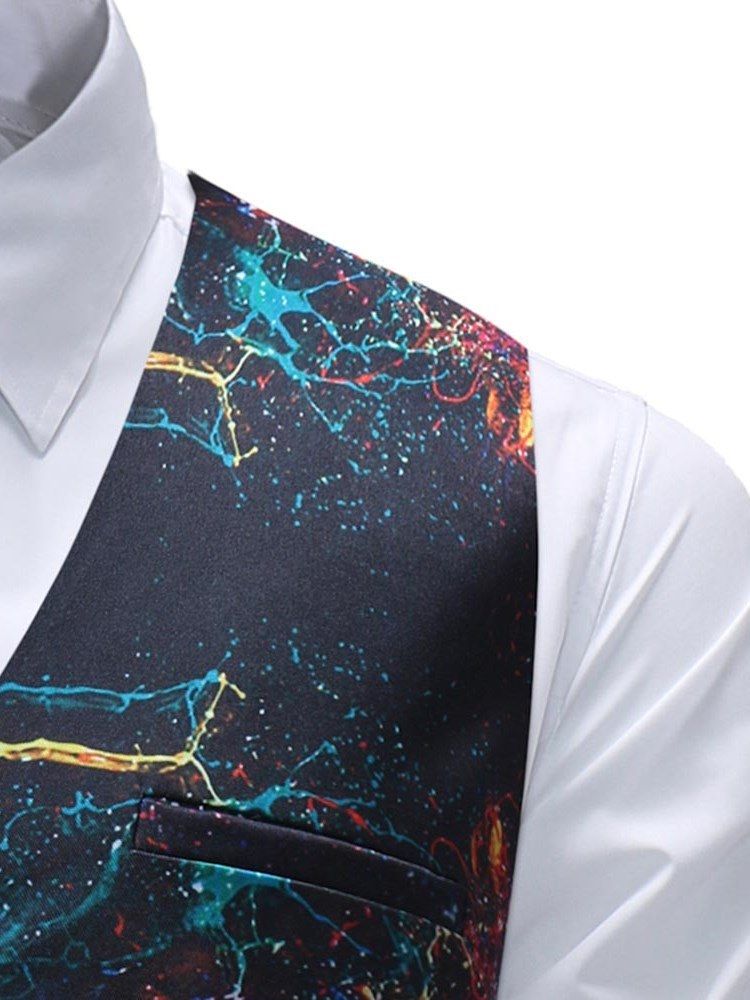 Tryckt Paint Splatters Herr Casual Vest