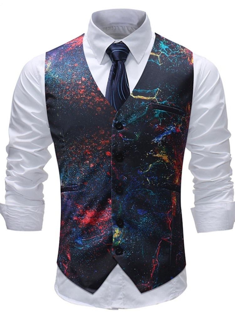 Tryckt Paint Splatters Herr Casual Vest