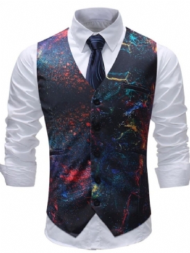 Tryckt Paint Splatters Herr Casual Vest