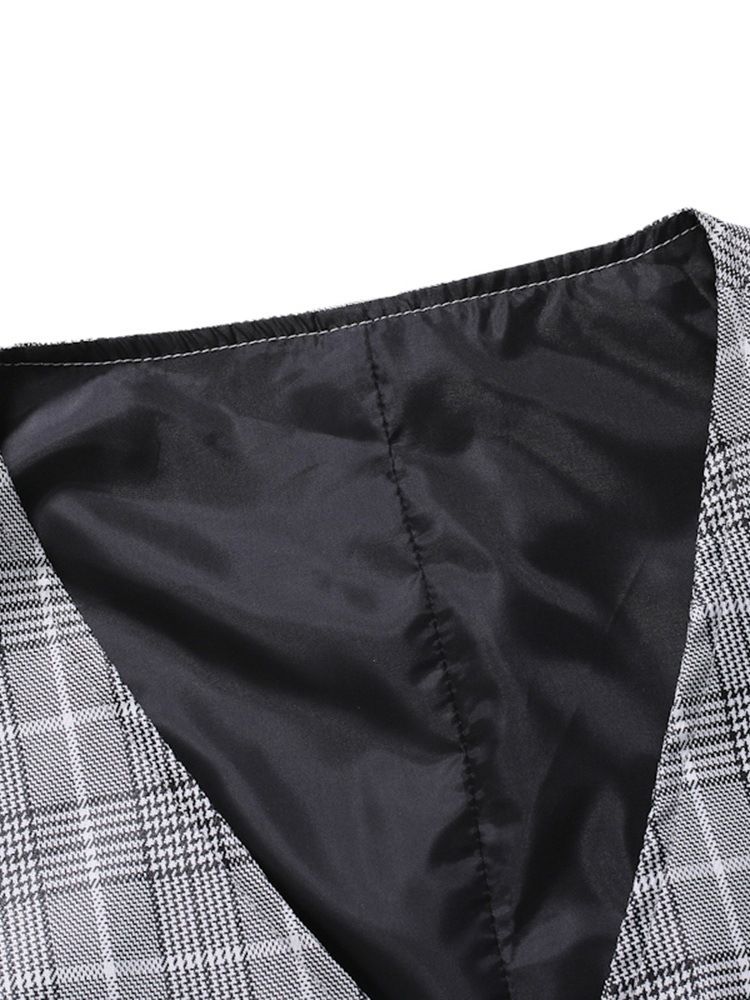 V-Ringad Plädtryck Höst Vintage Väst