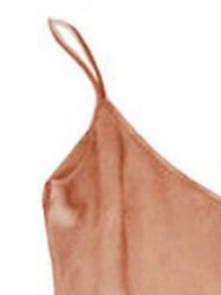 Charmeuse Sexig Plain Sleep Top V-Neck Satin Pyjamas Suit