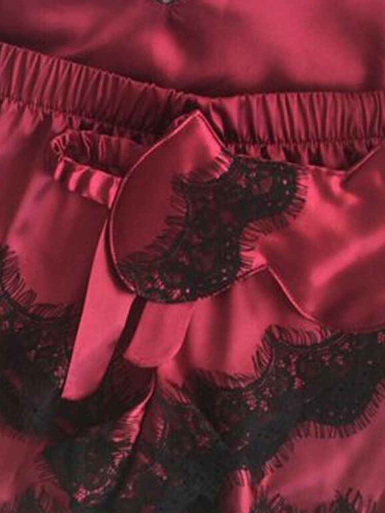 Damer Satin Sovkläder Cami Toppar Och Shorts Sexiga Set