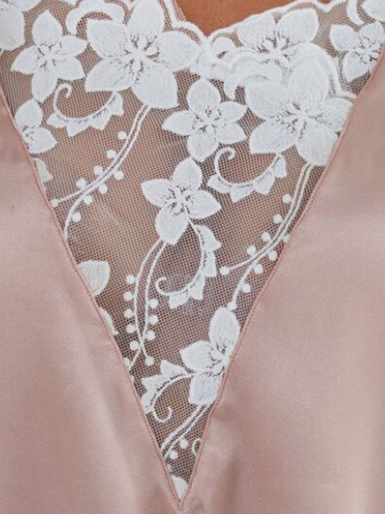 Kvinnors Färgblock Spets Satin Pyjamas Camisole Short Sets