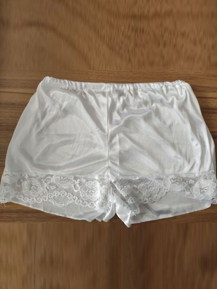 Plain Patchwork Backless Satin Pyjamas Camisole Short Sets