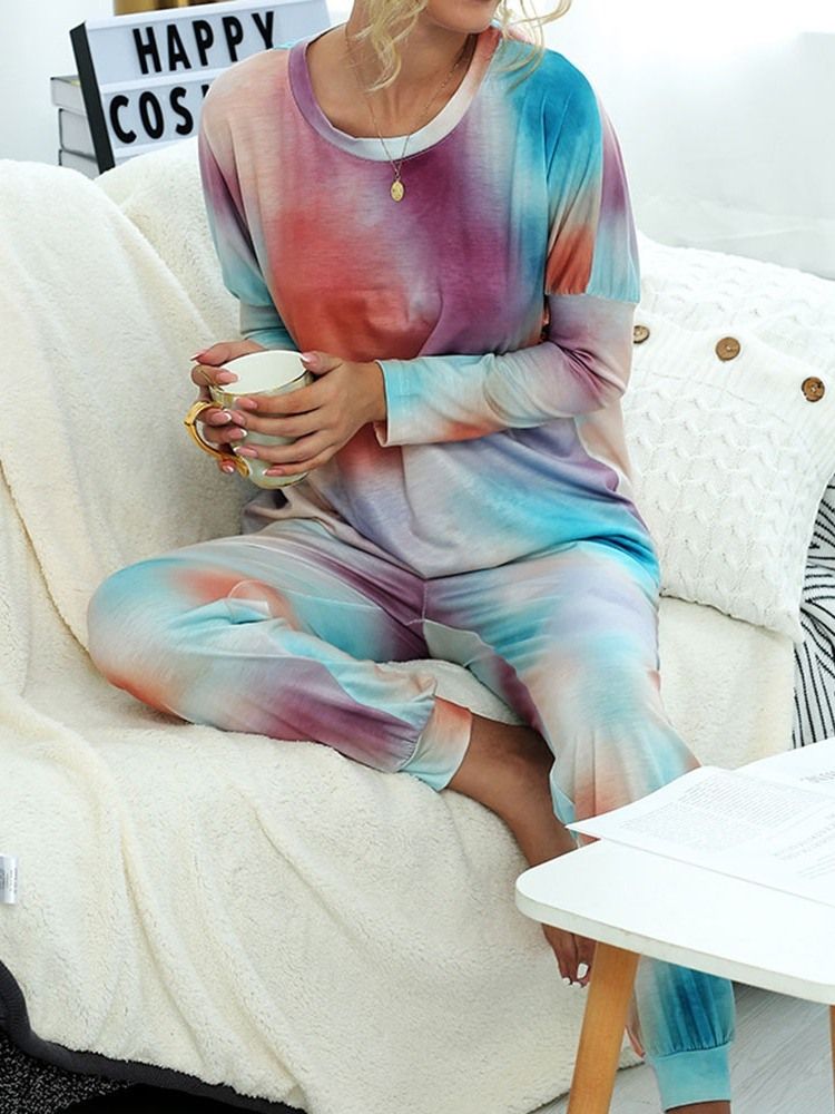 Pocket Casual Pullover Rund Neck Pyjamas Kostym