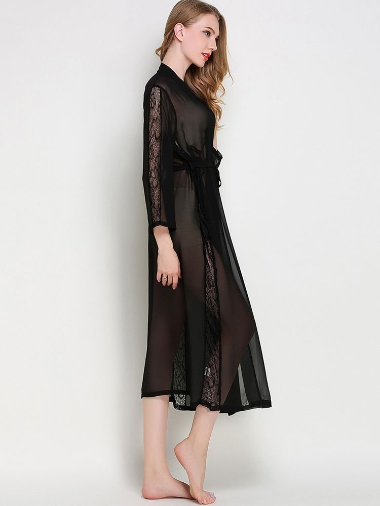 Robe Genomskinlig Lång Sexig Nattrock
