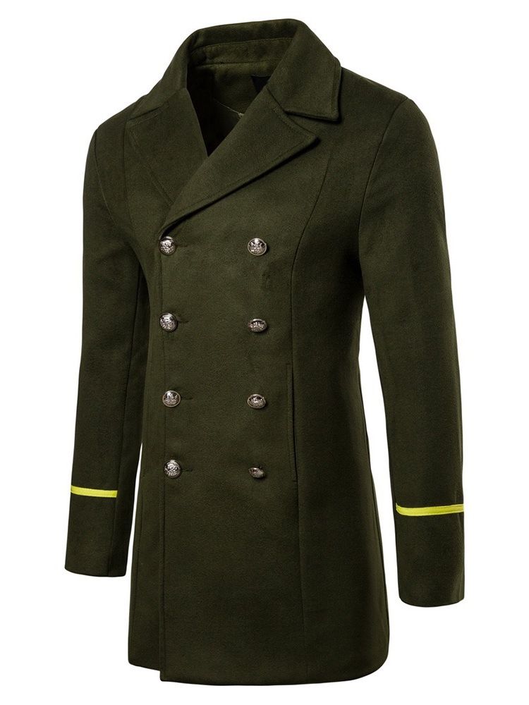 Color Block Mellanlängd Lapel Fall Dubbelknäppt Kappa