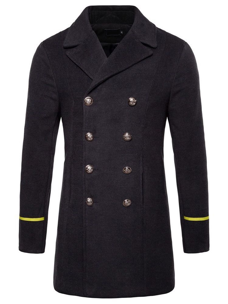 Color Block Mellanlängd Lapel Fall Dubbelknäppt Kappa