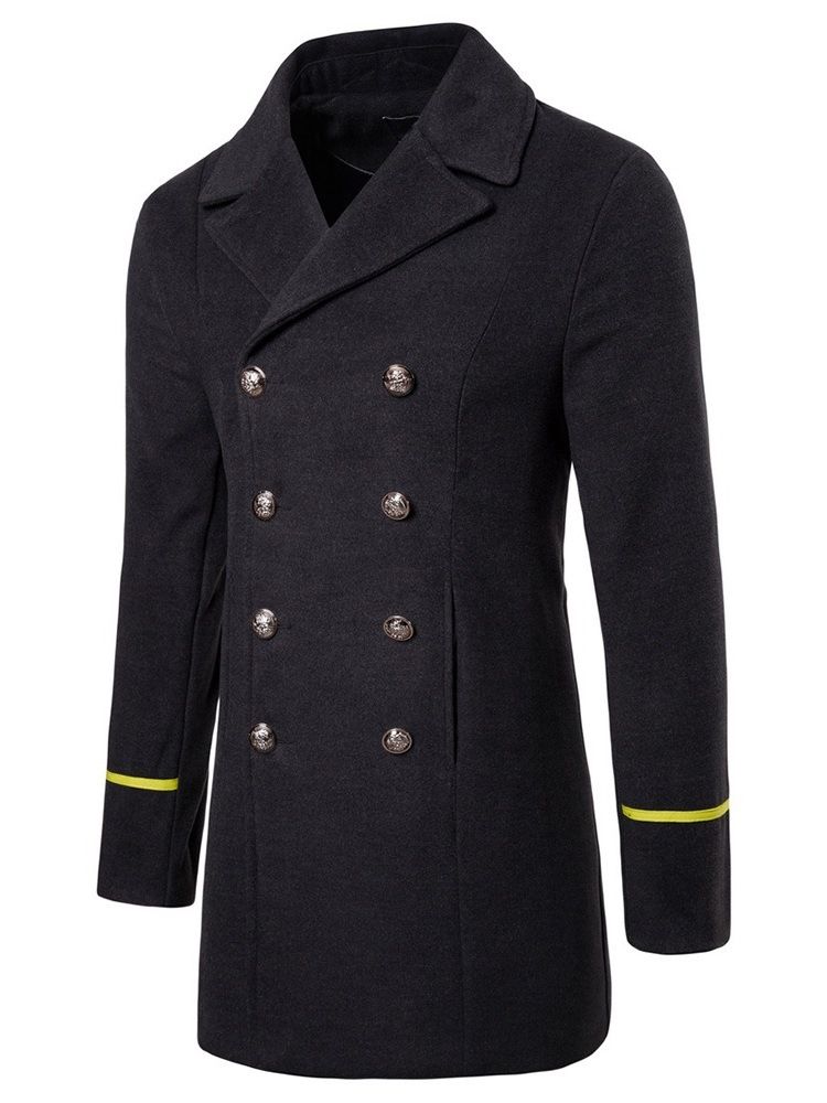 Color Block Mellanlängd Lapel Fall Dubbelknäppt Kappa