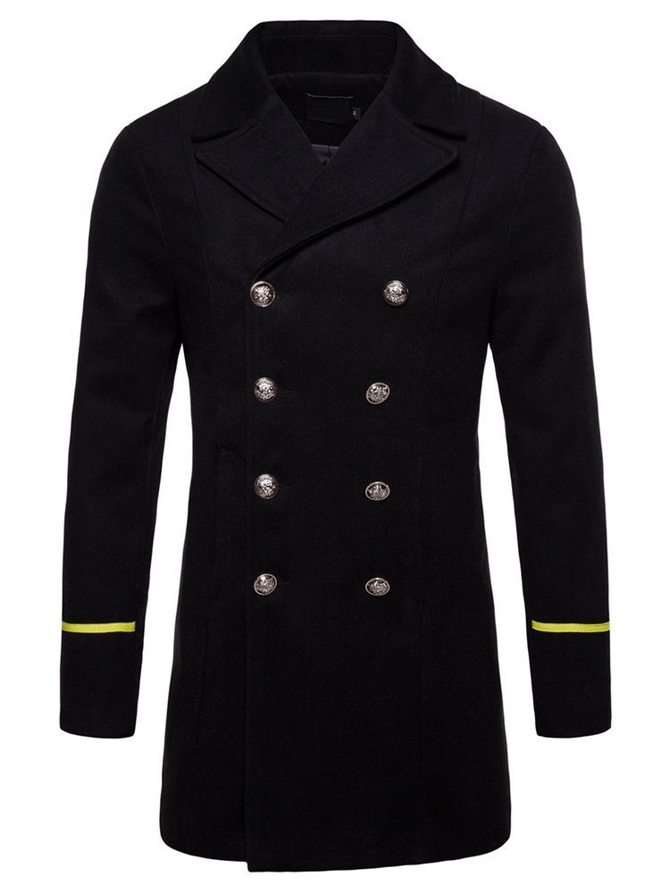 Color Block Mellanlängd Lapel Fall Dubbelknäppt Kappa