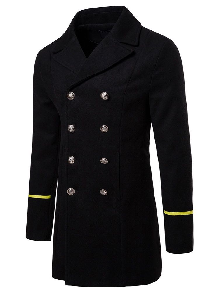 Color Block Mellanlängd Lapel Fall Dubbelknäppt Kappa