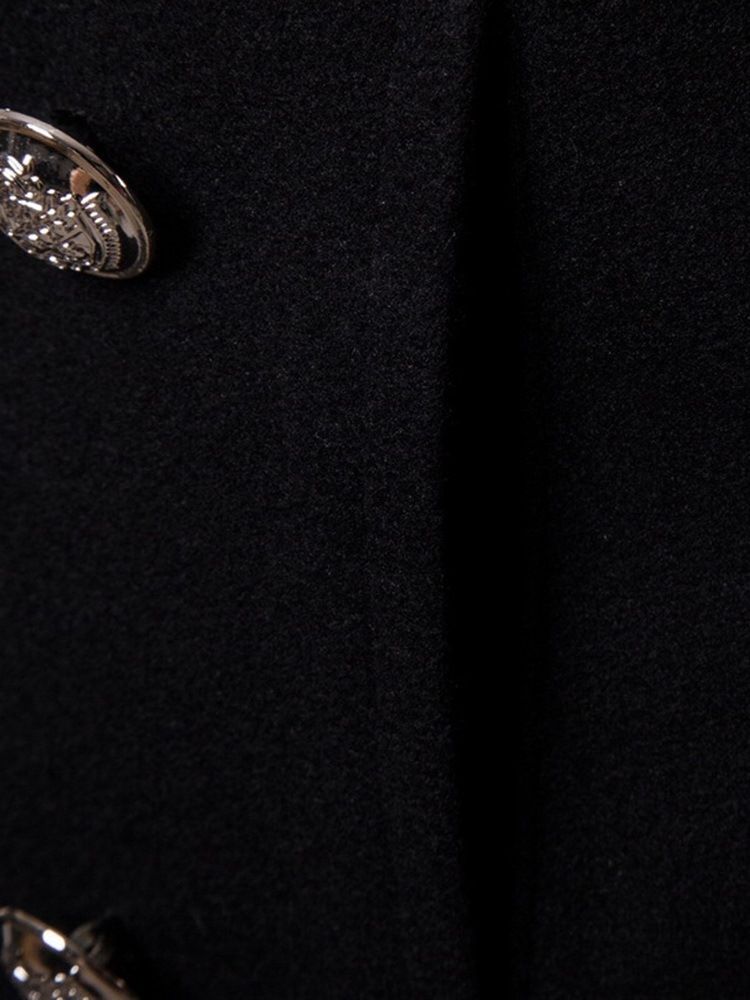 Color Block Mellanlängd Lapel Fall Dubbelknäppt Kappa