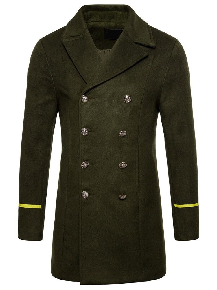 Color Block Mellanlängd Lapel Fall Dubbelknäppt Kappa