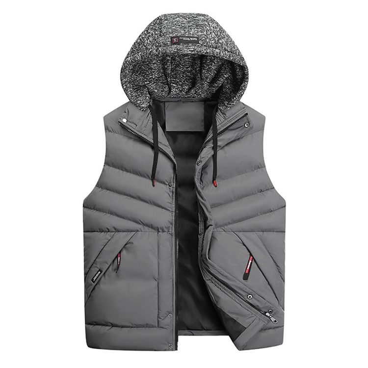Colour Block Hooded Pocket European Zipper Väst
