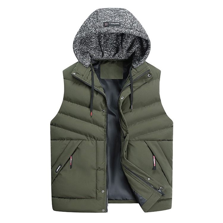 Colour Block Hooded Pocket European Zipper Väst