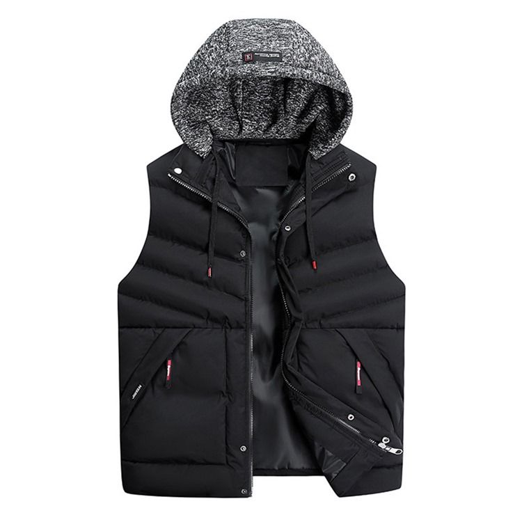 Colour Block Hooded Pocket European Zipper Väst