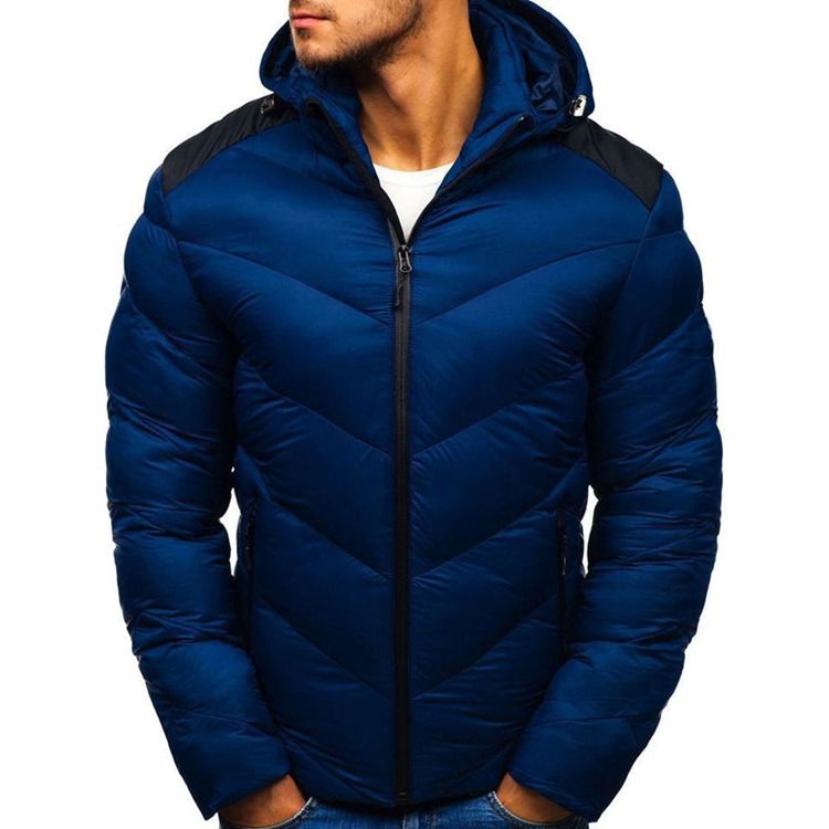 Färgblock Dragkedja Hooded Casual Dunjacka