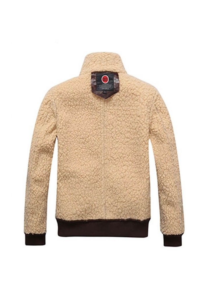 Faux Shearling Thicken Warm Small Size Pu-Kappa För Män