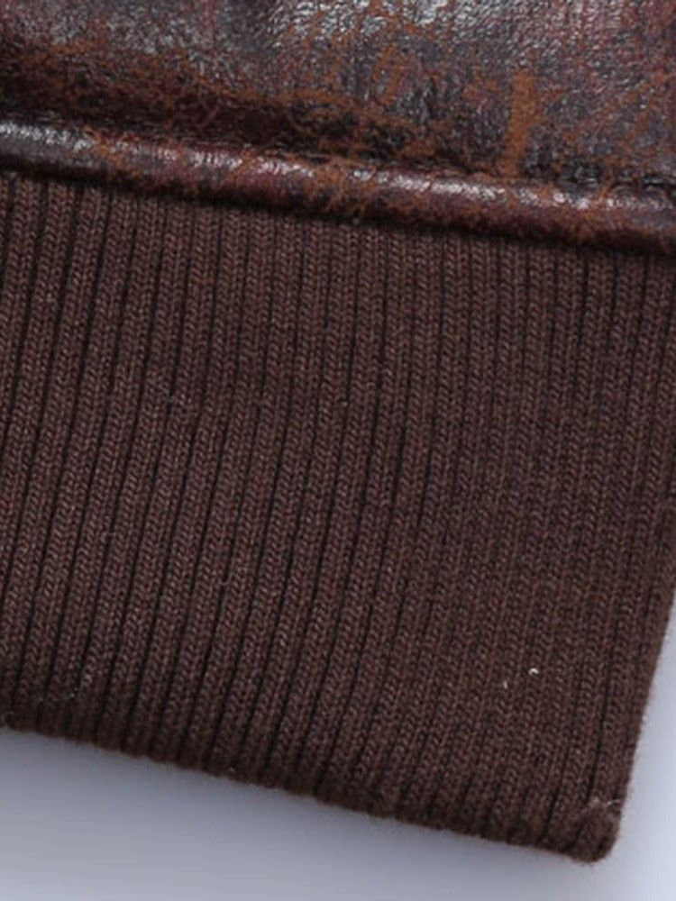 Faux Shearling Thicken Warm Small Size Pu-Kappa För Män