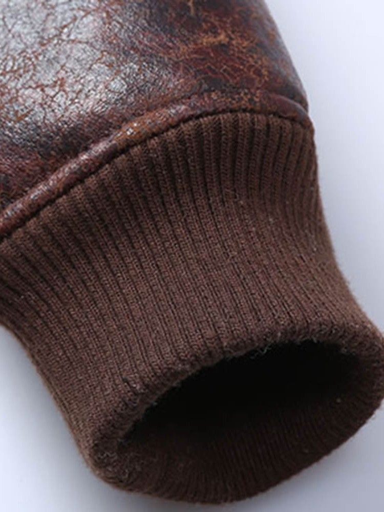 Faux Shearling Thicken Warm Small Size Pu-Kappa För Män