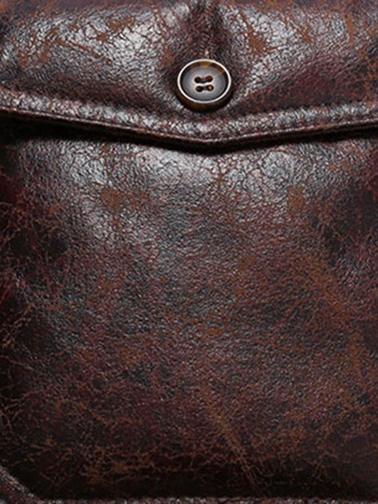 Faux Shearling Thicken Warm Small Size Pu-Kappa För Män