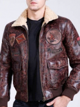 Faux Shearling Thicken Warm Small Size Pu-Kappa För Män