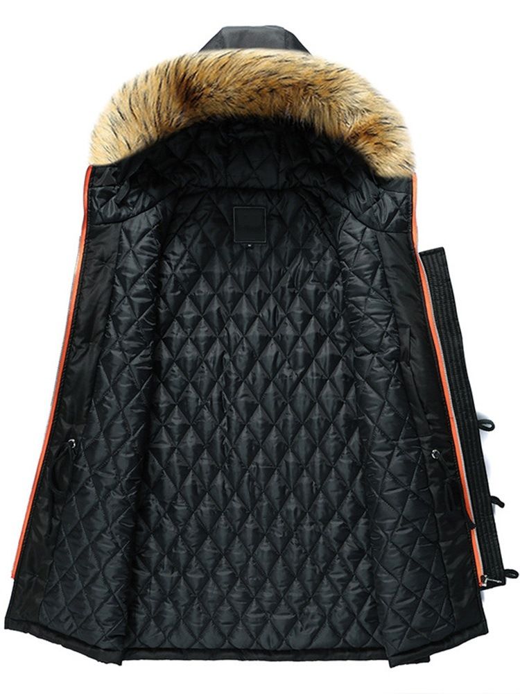 Hooded Plain Pocket Zipper European Down Jacket