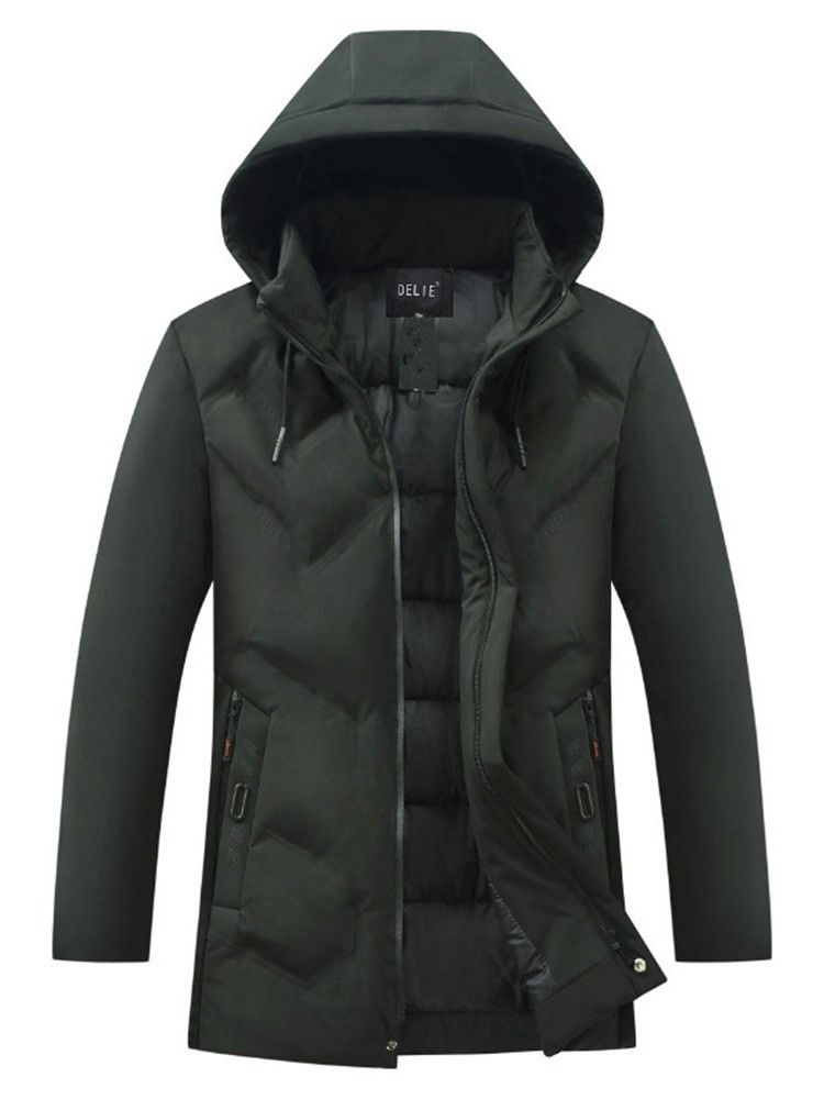 Hooded Pocket Standard Zipper Casual Dunjacka För Män