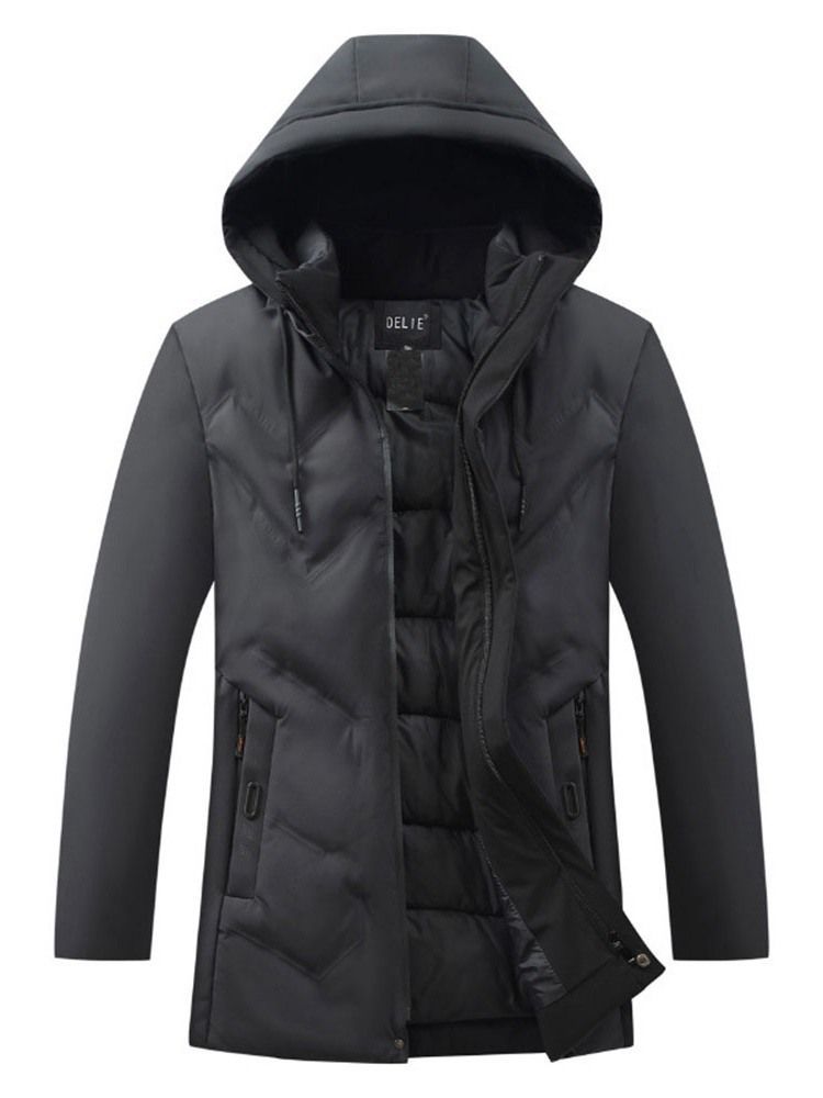 Hooded Pocket Standard Zipper Casual Dunjacka För Män