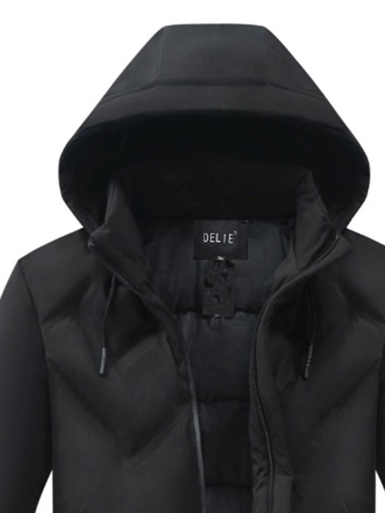 Hooded Pocket Standard Zipper Casual Dunjacka För Män