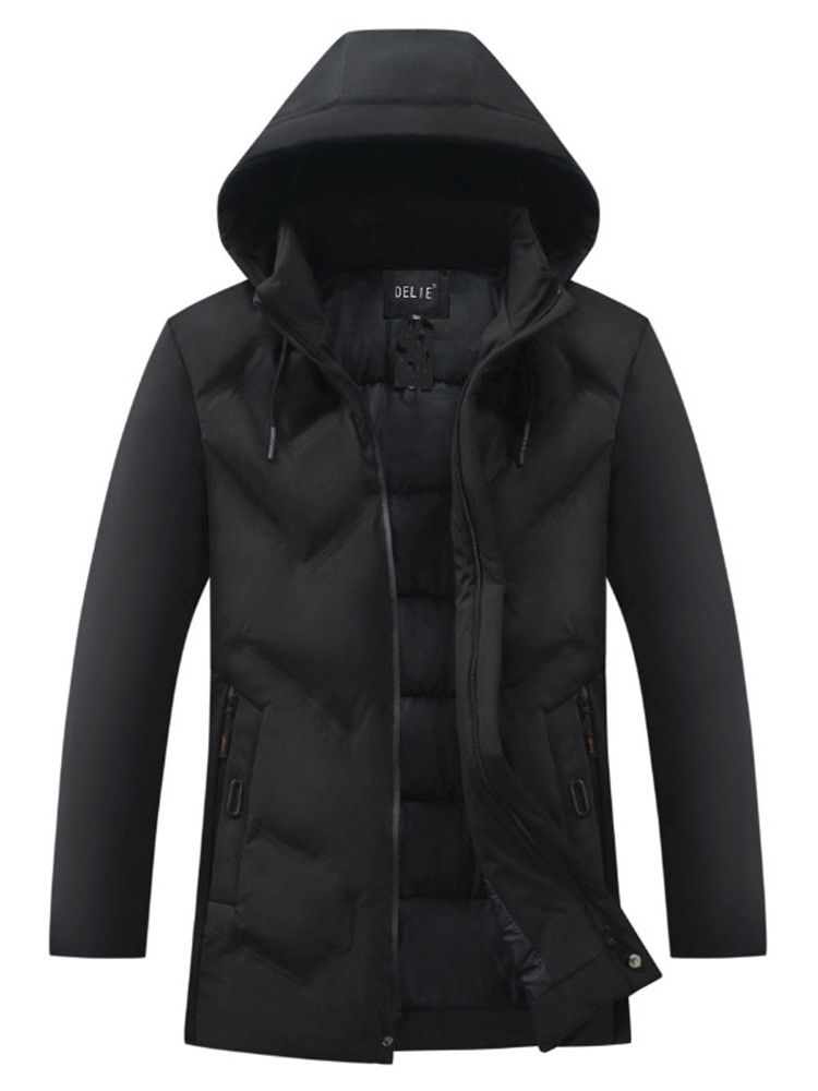 Hooded Pocket Standard Zipper Casual Dunjacka För Män