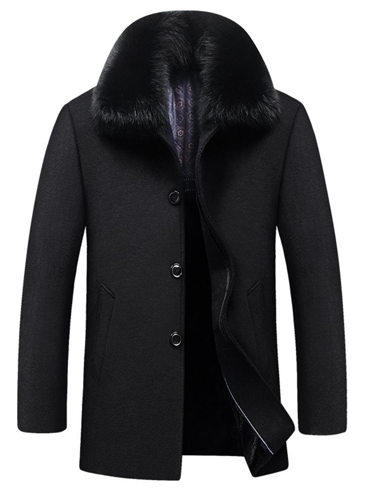 Lapel Medellång Enkel Slät Enkelknäppt Kappa