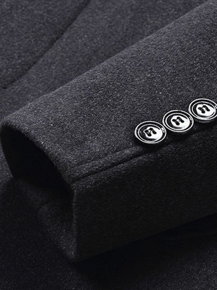Lapel Medellång Enkel Slät Enkelknäppt Kappa