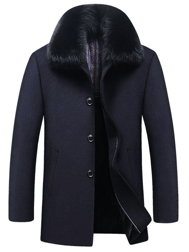 Lapel Medellång Enkel Slät Enkelknäppt Kappa