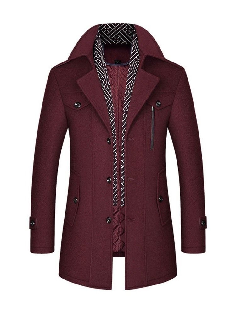 Lapel Vanlig Mellanlång Vinterjacka För Män