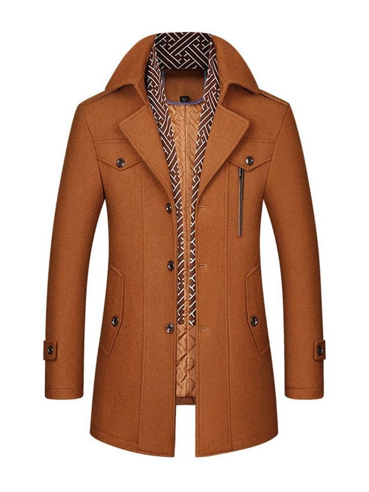 Lapel Vanlig Mellanlång Vinterjacka För Män