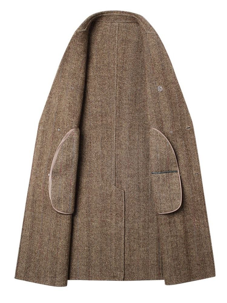 Medellånga Lapel Dubbelknäppt Koreansk Kappa