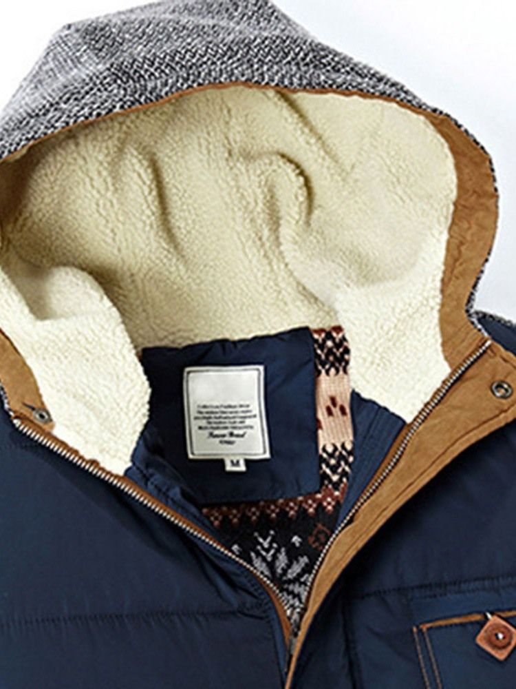 Patchwork Avslappnad Dunjacka Med Huva Och Dragkedja