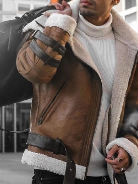 Patchwork Color Block Lapel Zipper European Down Jacket