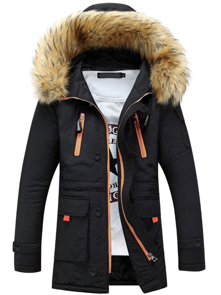 Patchwork Standard Color Block Zipper European Down Jacket