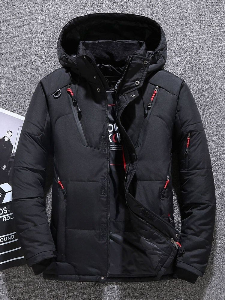 Patchwork Stativ Krage Standard Dragkedja Casual Dunjacka