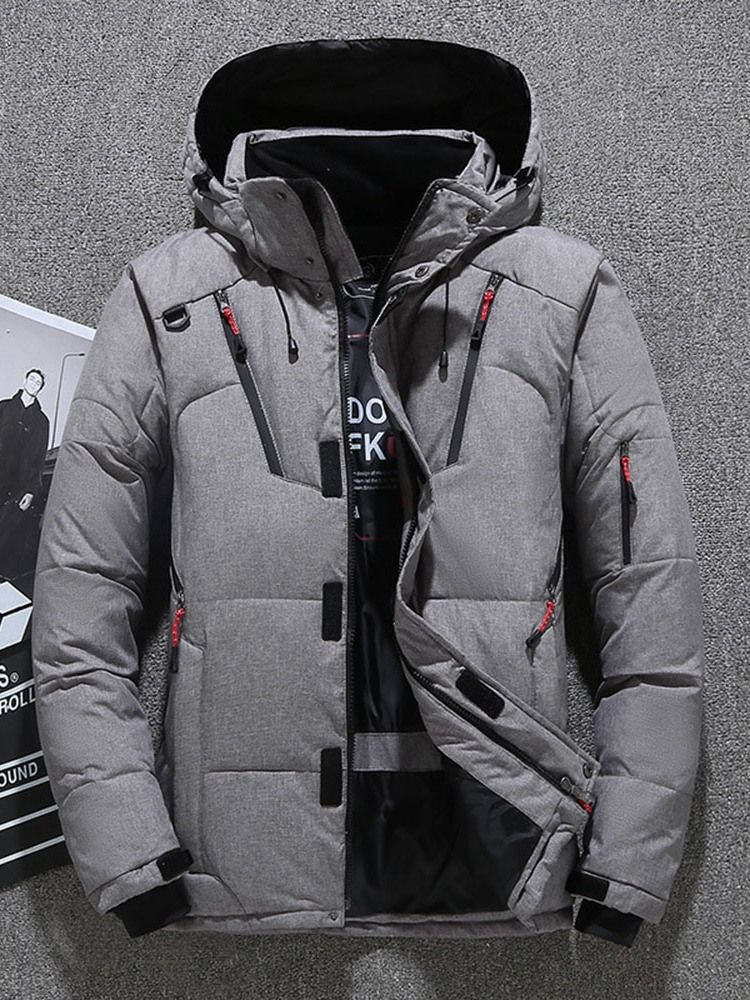Patchwork Stativ Krage Standard Dragkedja Casual Dunjacka
