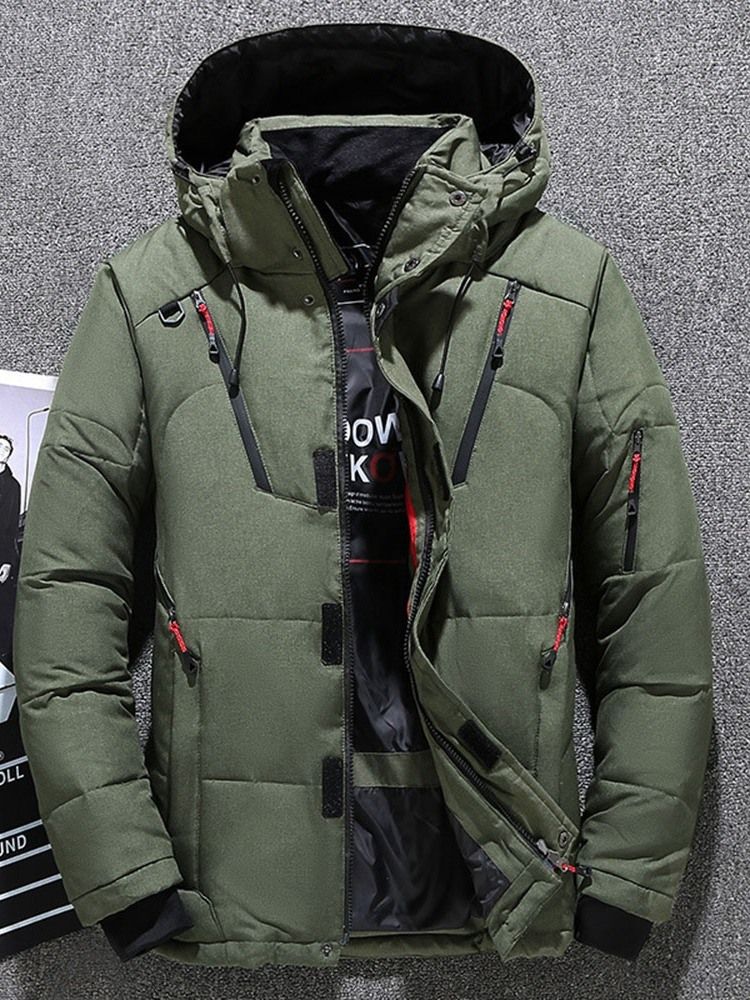 Patchwork Stativ Krage Standard Dragkedja Casual Dunjacka