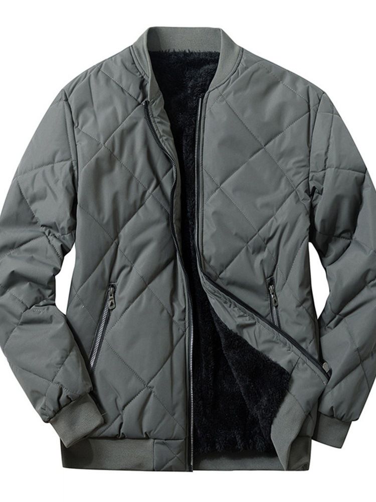 Plain Pocket Standard Casual Dunjacka Med Dragkedja