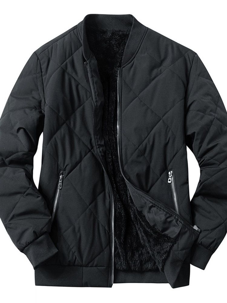 Plain Pocket Standard Casual Dunjacka Med Dragkedja