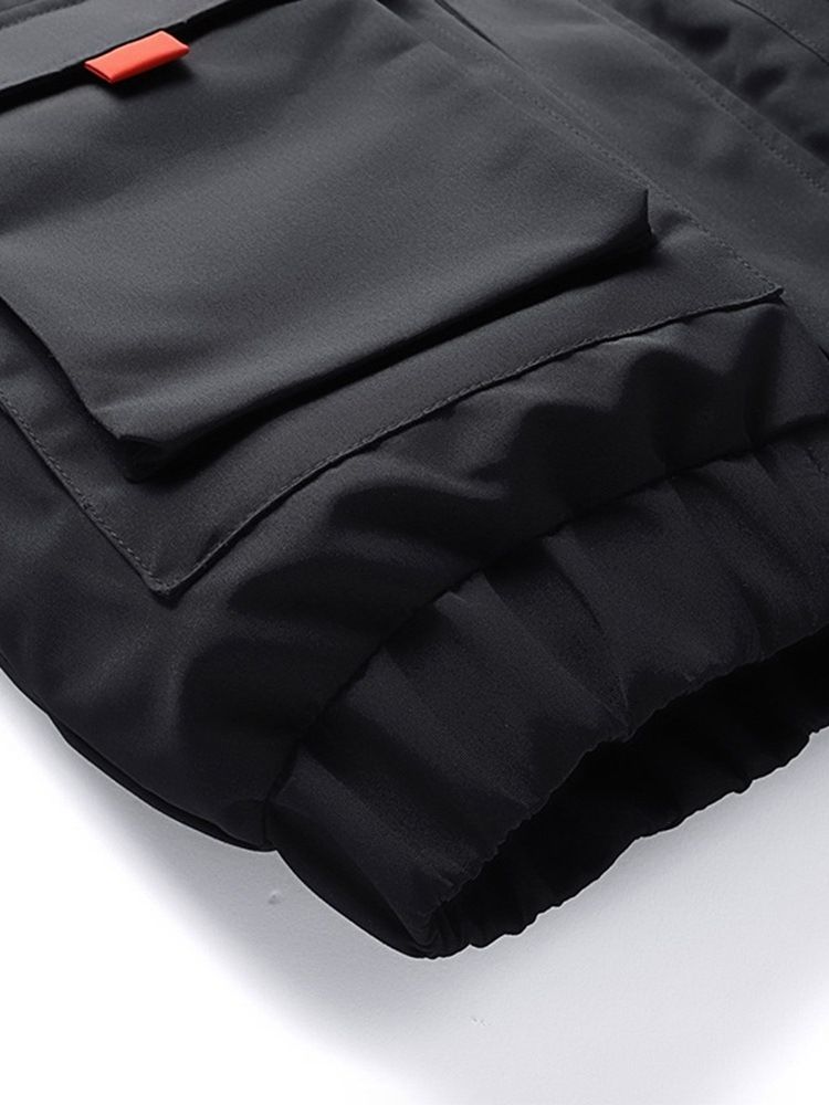 Pocket Hooded Plain Zipper Casual Dunjacka