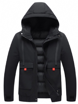 Pocket Hooded Plain Zipper Casual Dunjacka